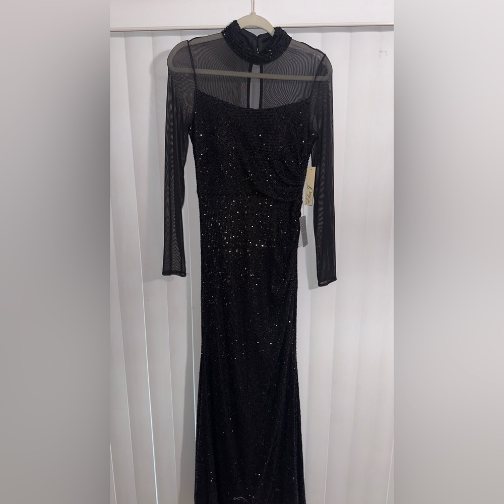 Eliza J Black Sequin Long Sleeve Dress